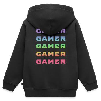 GAMER GAMER GAMER GAMER - Kinder Premium Organic Zip Hoodie - Schwarz - Hinten - AI Model Kid Male (0cm)