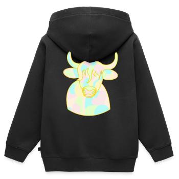Opal Cuddle Bull - Kids Premium Organic Zip-up Hoodie - black - Back - AI Model Kid Male (0cm)