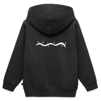 trait de ligne d’onde - Sweat Premium à capuche zippé enfant bio - noir - Dos - AI Model Kid Male (0cm)
