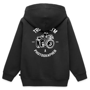 Trust me I'm a Photographer Fotografie Fotograf - Kinder Premium Organic Zip Hoodie - Schwarz - Hinten - AI Model Kid Male (0cm)