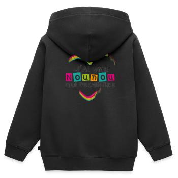 J'ai une nounou qui déchire - Sweat Premium à capuche zippé enfant bio - noir - Dos - AI Model Kid Male (0cm)