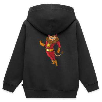 Lion le héros rapide Lion le héros rapide - Sweat Premium à capuche zippé enfant bio - noir - Dos - AI Model Kid Male (0cm)