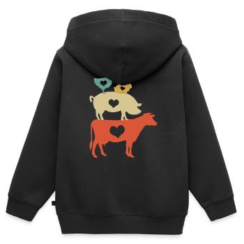 Vegan Veganer Veganerin Tiere Herz - Kinder Premium Organic Zip Hoodie - Schwarz - Hinten - AI Model Kid Male (0cm)