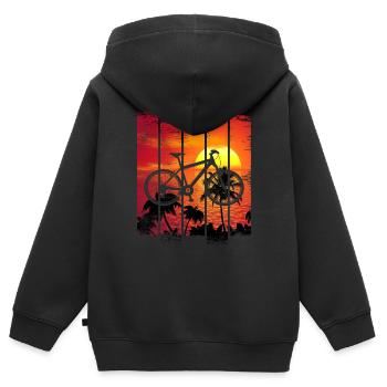 Mountainbiker Evolution - Premium Shirt - Kinder Premium Organic Zip Hoodie - Schwarz - Hinten - AI Model Kid Male (0cm)