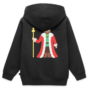 König - Kinder Premium Organic Zip Hoodie - Schwarz - Hinten - AI Model Kid Male (0cm)