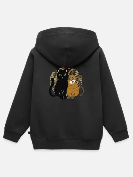 Two cute cats - Kids Premium Organic Zip-up Hoodie - black