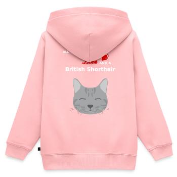 All you need is Love and a British Shorthair I BKH - Kinder Premium Organic Zip Hoodie - Rosa - Hinten - AI Model Kid Female (0cm)