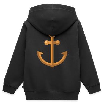 Ancre - Sweat Premium à capuche zippé enfant bio - noir - Dos - AI Model Kid Male (0cm)