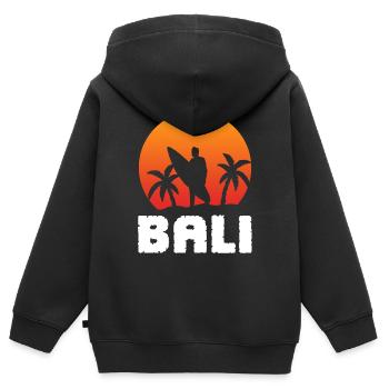 Surf surf surf de Bali Surf surfergirl - Sweat Premium à capuche zippé enfant bio - noir - Dos - AI Model Kid Male (0cm)