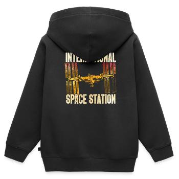 ISS - Internationale Raumstation - Kinder Premium Organic Zip Hoodie - Schwarz - Hinten - AI Model Kid Male (0cm)
