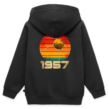 Sputnik 1 Satellit - Kinder Premium Organic Zip Hoodie - Schwarz - Hinten - AI Model Kid Male (0cm)
