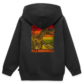 Allosaurus Dinosaurier - Kinder Premium Organic Zip Hoodie - Schwarz - Hinten - AI Model Kid Male (0cm)