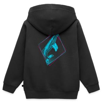 Baleine à bosse - Sweat Premium à capuche zippé enfant bio - noir - Dos - AI Model Kid Male (0cm)