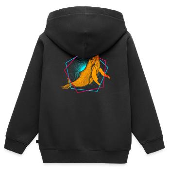 Baleine à bosse - Sweat Premium à capuche zippé enfant bio - noir - Dos - AI Model Kid Male (0cm)