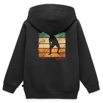 Unihockey - Kinder Premium Organic Zip Hoodie - Schwarz - Hinten - AI Model Kid Male (0cm)