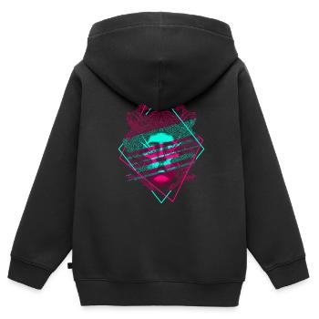 Medusa Vaporwave Griechische Mythologie - Kinder Premium Organic Zip Hoodie - Schwarz - Hinten - AI Model Kid Male (0cm)