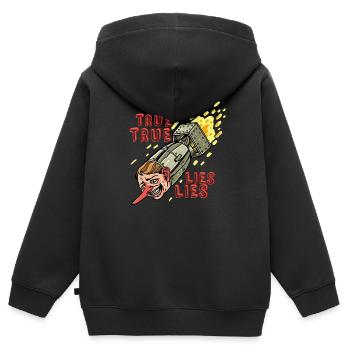 MENSONGES VRAIS - Sweat Premium à capuche zippé enfant bio - noir - Dos - AI Model Kid Male (0cm)