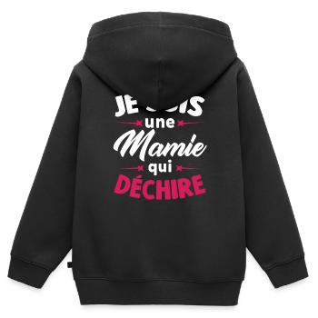 Je suis une mamie qui déchire - Sweat Premium à capuche zippé enfant bio - noir - Dos - AI Model Kid Male (0cm)