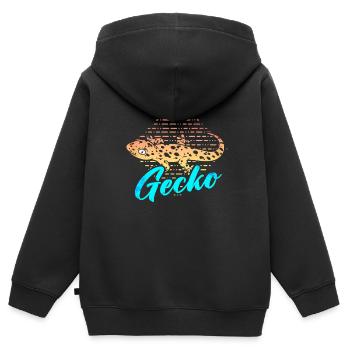 Gecko - Kinder Premium Organic Zip Hoodie - Schwarz - Hinten - AI Model Kid Male (0cm)