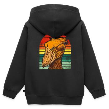 Bec-en-sabot oiseau Abu Markub - Sweat Premium à capuche zippé enfant bio - noir - Dos - AI Model Kid Male (0cm)