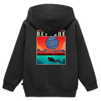 Triton Moon Neptune Planète Affiche - Sweat Premium à capuche zippé enfant bio - noir - Dos - AI Model Kid Male (0cm)