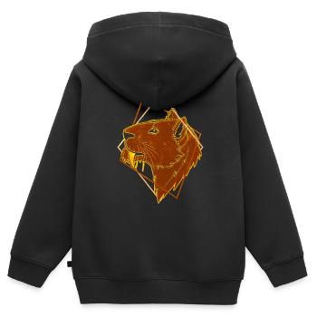 Tigre à dents de sabre - Sweat Premium à capuche zippé enfant bio - noir - Dos - AI Model Kid Male (0cm)