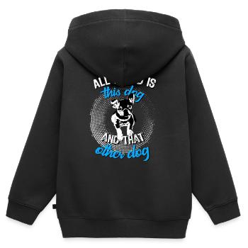 French Bulldog All I need is this dog and - Kids Premium Organic Zip-up Hoodie - black - Back - AI Model Kid Male (0cm)