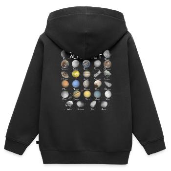 Sonnensystem ABC - Kinder Premium Organic Zip Hoodie - Schwarz - Hinten - AI Model Kid Male (0cm)
