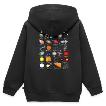 Alphabet de l’astronomie spatiale ABC - Sweat Premium à capuche zippé enfant bio - noir - Dos - AI Model Kid Male (0cm)