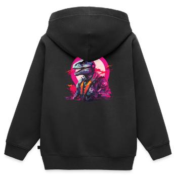 Futuristic T-Rex - Kids Premium Organic Zip-up Hoodie - black - Back - AI Model Kid Male (0cm)