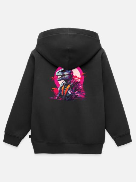 Futuristischer T-Rex - Kinder Premium Organic Zip Hoodie - Schwarz