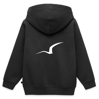 Mouette Silhouette - Sweat Premium à capuche zippé enfant bio - noir - Dos - AI Model Kid Male (0cm)