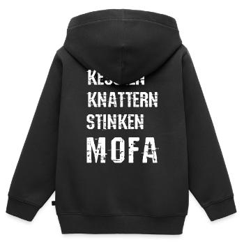 MOFA Moped Rollerfahrer Roller Geschenk - Kinder Premium Organic Zip Hoodie - Schwarz - Hinten - AI Model Kid Male (0cm)