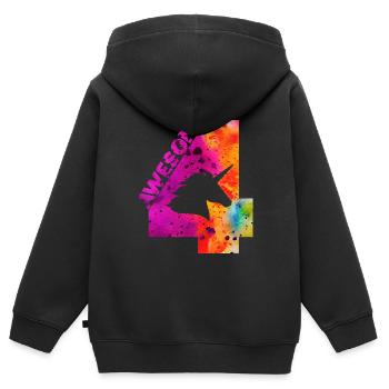AWESOME 4TH BIRTHDAY 4 YEARS UNICORN - Kids Premium Organic Zip-up Hoodie - black - Back - AI Model Kid Male (0cm)