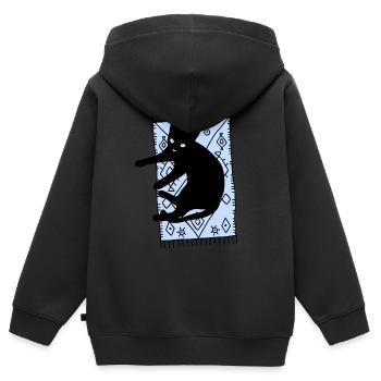 Katze auf dem Teppich - Kinder Premium Organic Zip Hoodie - Schwarz - Hinten - AI Model Kid Male (0cm)