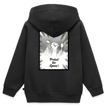 Sauvez les cuillères - Sweat Premium à capuche zippé enfant bio - noir - Dos - AI Model Kid Male (0cm)