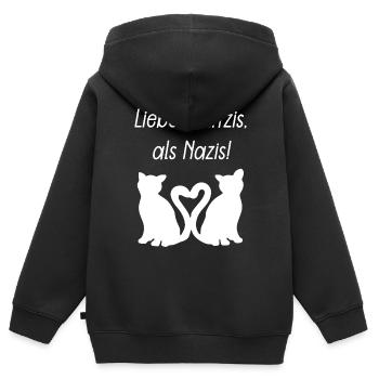 Lieber Katzis, als Nazis! - Kinder Premium Organic Zip Hoodie - Schwarz - Hinten - AI Model Kid Male (0cm)