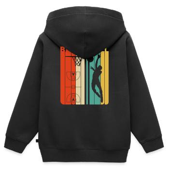 Cadeaux rétro de basket-ball. Coach Academy. Papa - Sweat Premium à capuche zippé enfant bio - noir - Dos - AI Model Kid Male (0cm)
