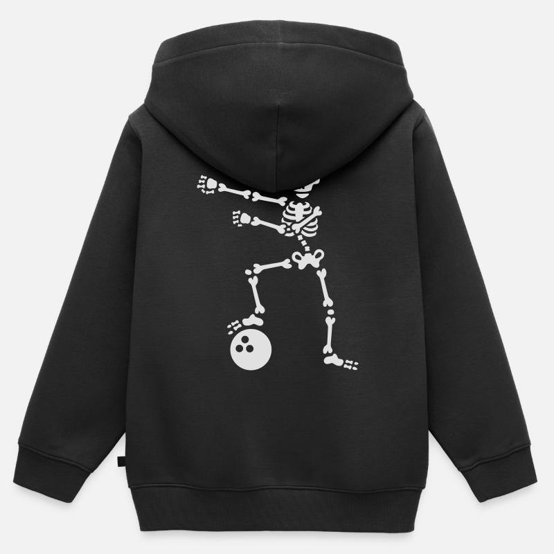 Boule de bowling floss dance flossing squelette - Sweat Premium à capuche zippé enfant bio - noir