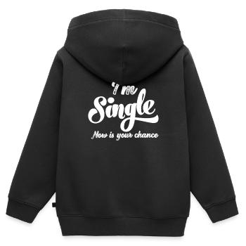 Bin Célibataire Célibataire Célibataire Statut relationnel - Sweat Premium à capuche zippé enfant bio - noir - Dos - AI Model Kid Male (0cm)