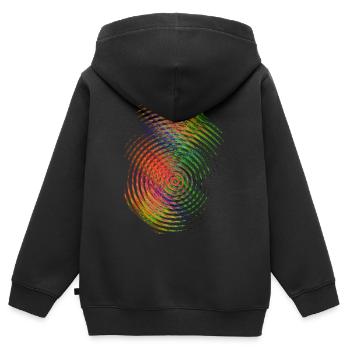 Ondes de couleur - Sweat Premium à capuche zippé enfant bio - noir - Dos - AI Model Kid Male (0cm)