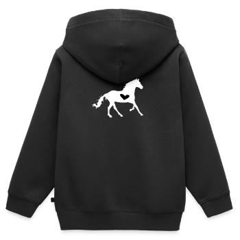Pferd mit Herz Reiterin Pferde Pferdestall Reiten - Kinder Premium Organic Zip Hoodie - Schwarz - Hinten - AI Model Kid Male (0cm)