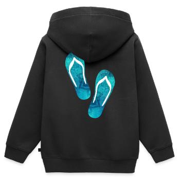 Badelatschen Flip Flops Yoga Sommer Strand Urlaub - Kinder Premium Organic Zip Hoodie - Schwarz - Hinten - AI Model Kid Male (0cm)
