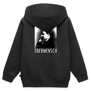 Friedrich Nietzsche | | philosophie - Sweat Premium à capuche zippé enfant bio - noir - Dos - AI Model Kid Male (0cm)