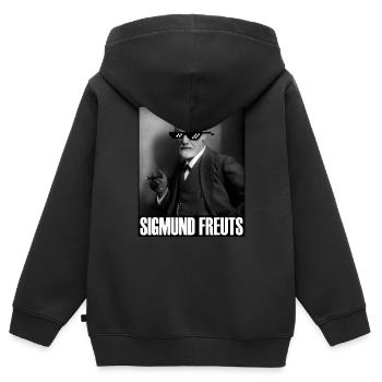 Sigmund Freuts | Memes | Drôle | Philosophie | Fre - Sweat Premium à capuche zippé enfant bio - noir - Dos - AI Model Kid Male (0cm)