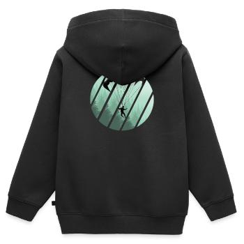 Paragleiter paragleiten nature - Sweat Premium à capuche zippé enfant bio - noir - Dos - AI Model Kid Male (0cm)