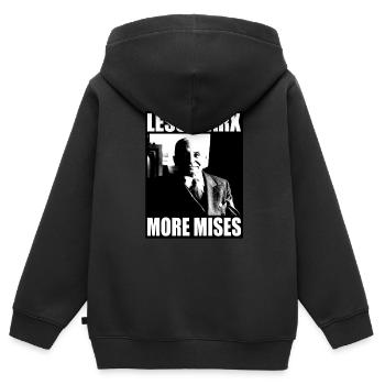 Moins de Marx Plus de Mises | Ludwig von Mises | Anarcho - Sweat Premium à capuche zippé enfant bio - noir - Dos - AI Model Kid Male (0cm)