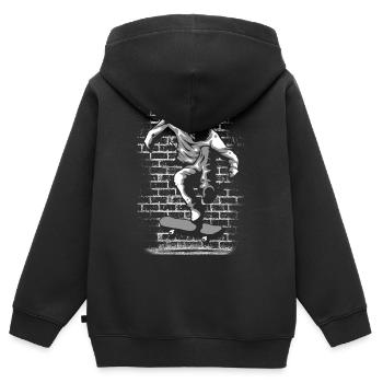 Skate | Skater | Skateboard | Skaten - Kinder Premium Organic Zip Hoodie - Schwarz - Hinten - AI Model Kid Male (0cm)