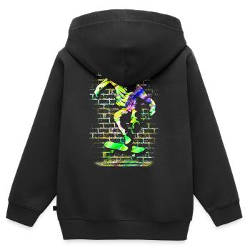 SK8R | | de skate Patineur | | de skateboard Patinage - Sweat Premium à capuche zippé enfant bio - noir - Dos - AI Model Kid Male (0cm)