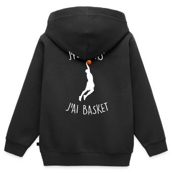 t Shirt ich kann nicht ich habe Basketball v2 - Kinder Premium Organic Zip Hoodie - Schwarz - Hinten - AI Model Kid Male (0cm)